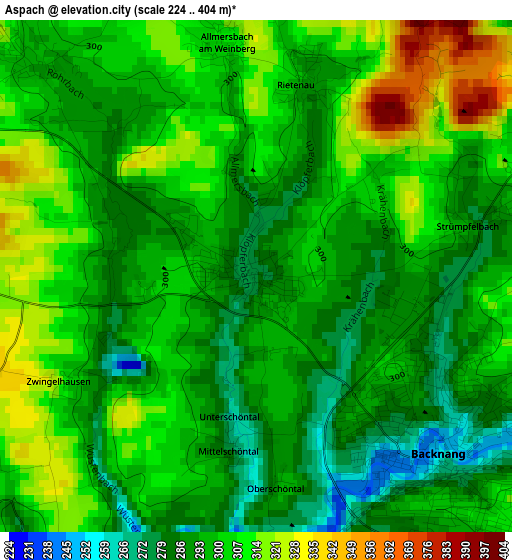 Aspach elevation map