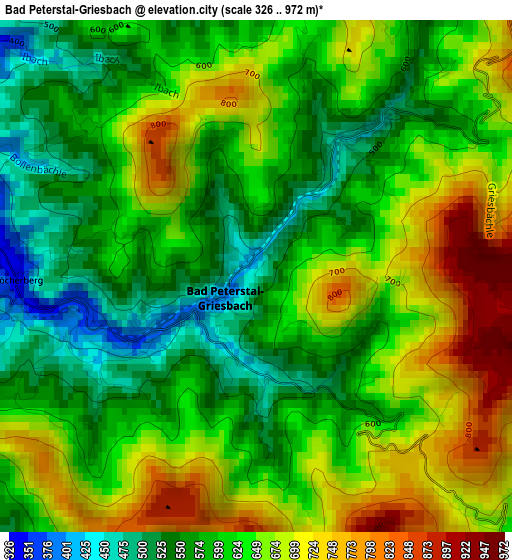 Bad Peterstal-Griesbach elevation map