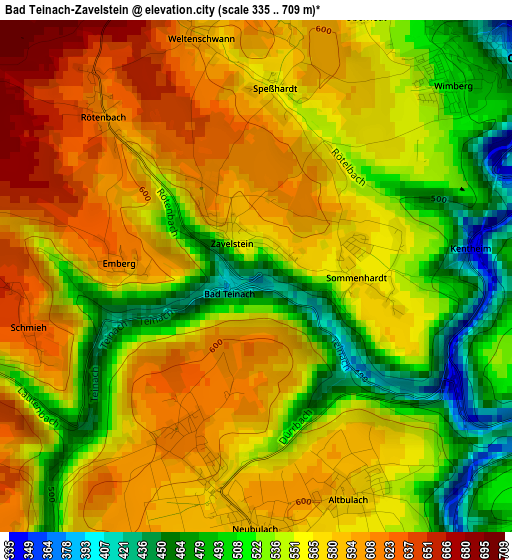 Bad Teinach-Zavelstein elevation map