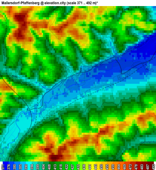 Mallersdorf-Pfaffenberg elevation map