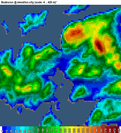 Bozburun elevation map