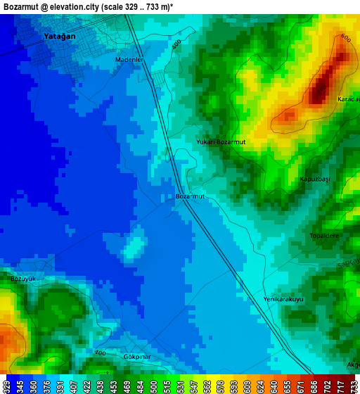 Bozarmut elevation map