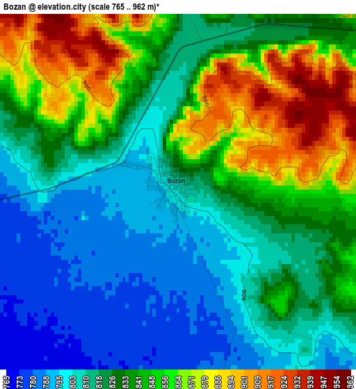 Bozan elevation map