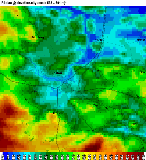 Röslau elevation map