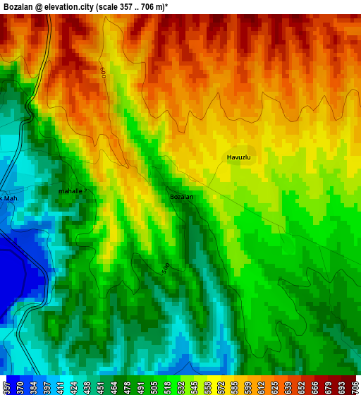 Bozalan elevation map