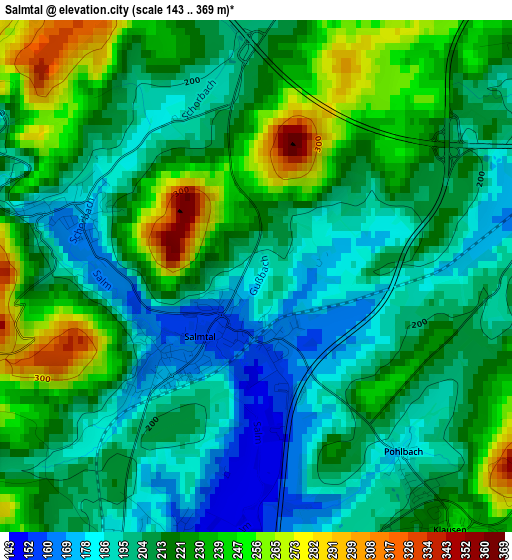 Salmtal elevation map