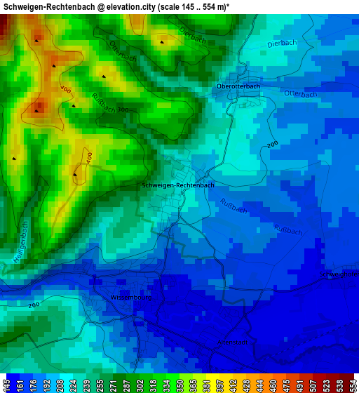 Schweigen-Rechtenbach elevation map