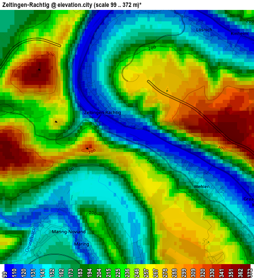 Zeltingen-Rachtig elevation map