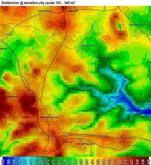 Dreikirchen elevation map