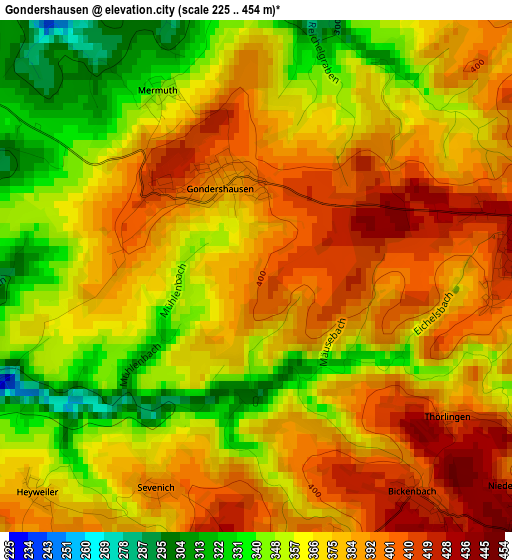 Gondershausen elevation map