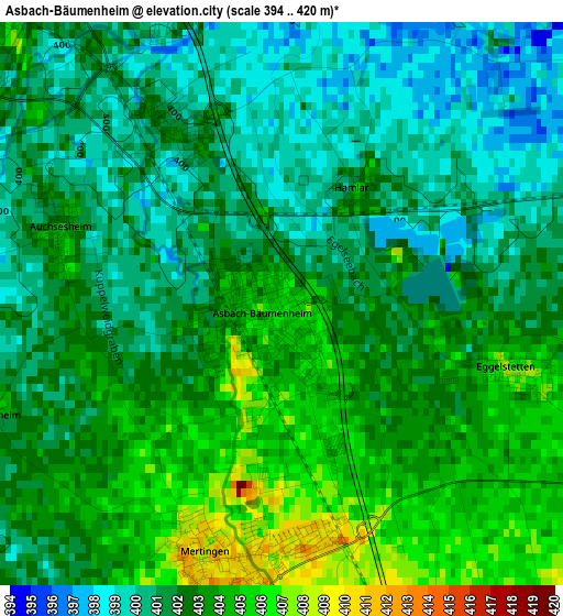 Asbach-Bäumenheim elevation map