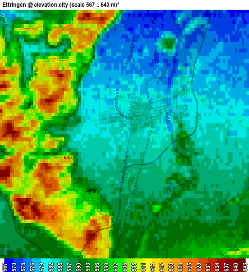 Ettringen elevation map