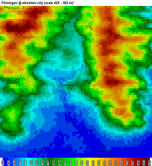 Finningen elevation map