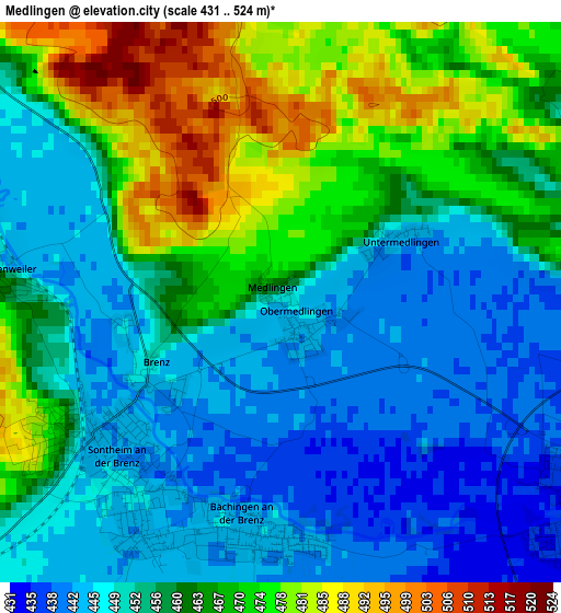 Medlingen elevation map