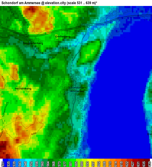 Schondorf am Ammersee elevation map