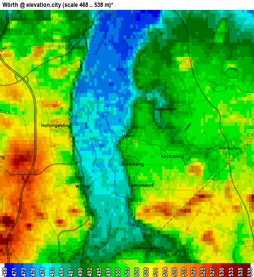 Wörth elevation map