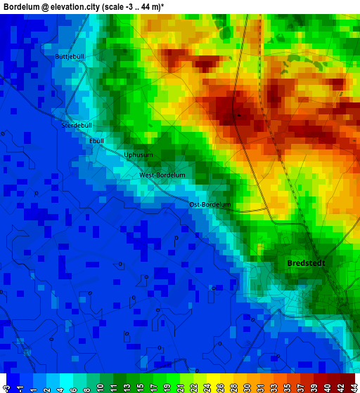 Bordelum elevation map