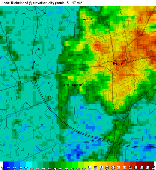 Lohe-Rickelshof elevation map