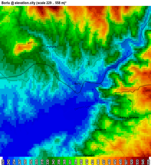 Borlu elevation map