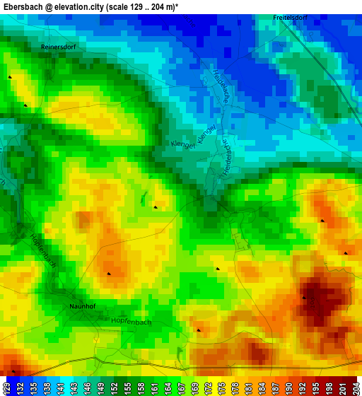 Ebersbach elevation map