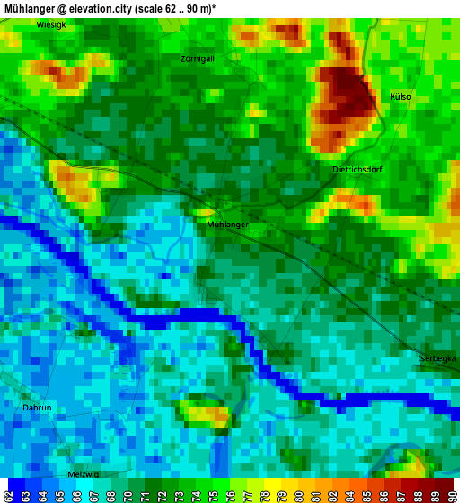 Mühlanger elevation map