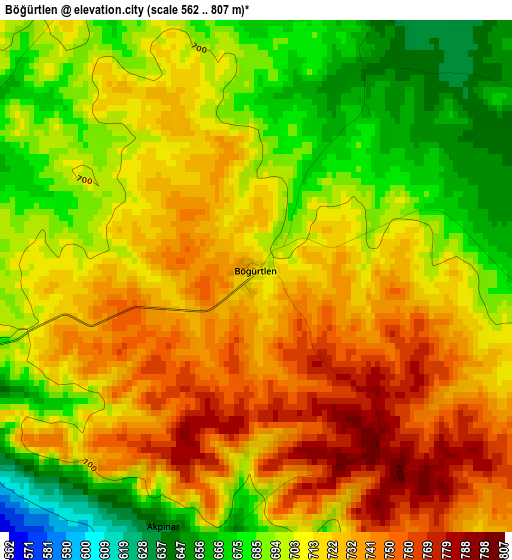 Böğürtlen elevation map