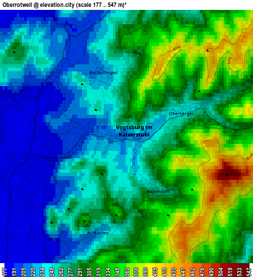 Oberrotweil elevation map