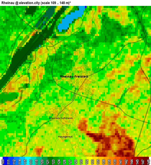 Rheinau elevation map