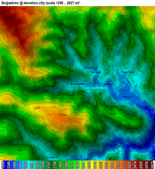 Boğazören elevation map