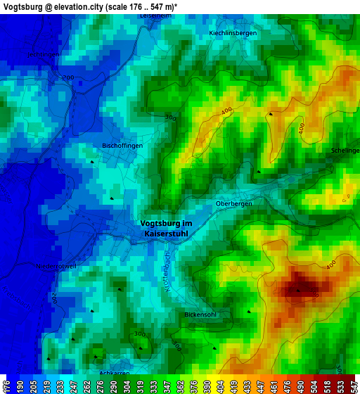 Vogtsburg elevation map