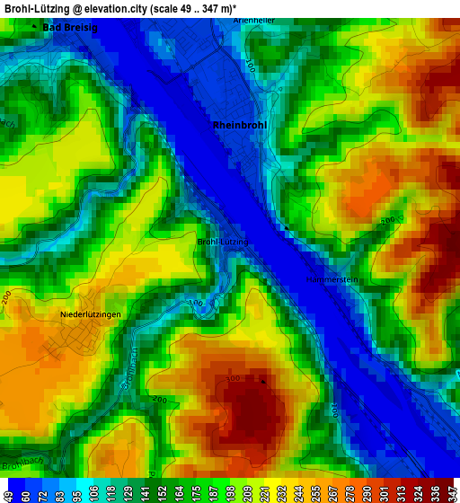 Brohl-Lützing elevation map