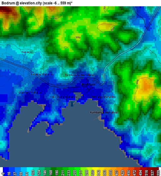 Bodrum elevation map