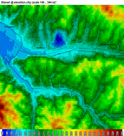 Stanari elevation map