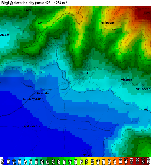 Birgi elevation map