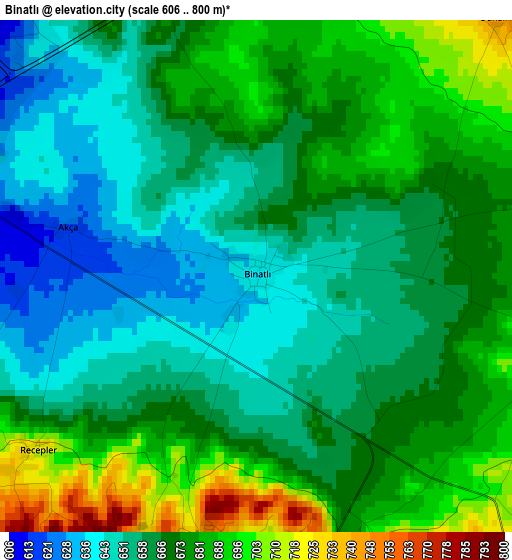 Binatlı elevation map