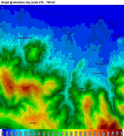 Svojat elevation map