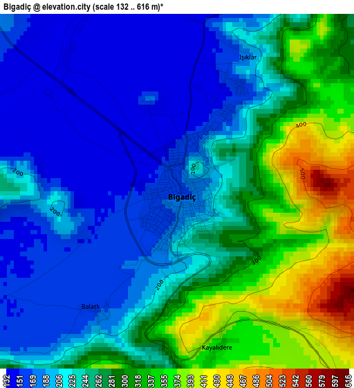 Bigadiç elevation map