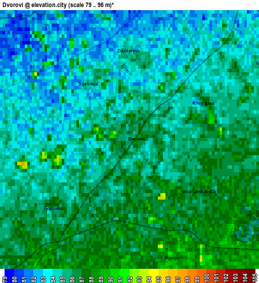 Dvorovi elevation map