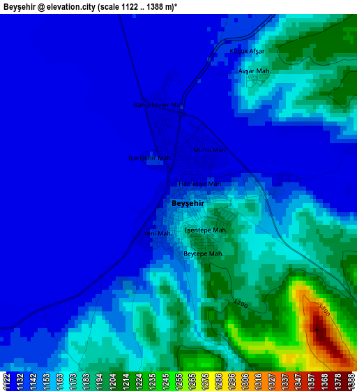 Beyşehir elevation map