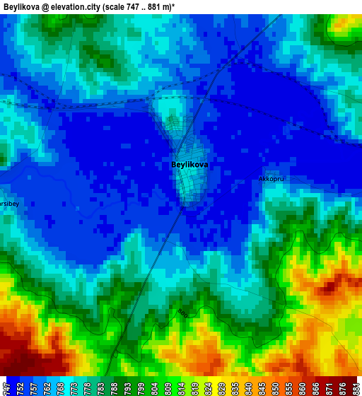 Beylikova elevation map