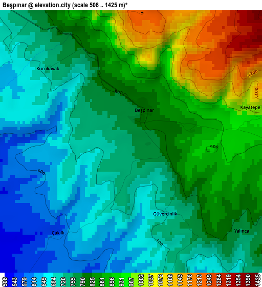 Beşpınar elevation map