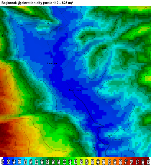 Beşkonak elevation map