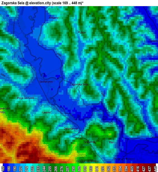 Zagorska Sela elevation map