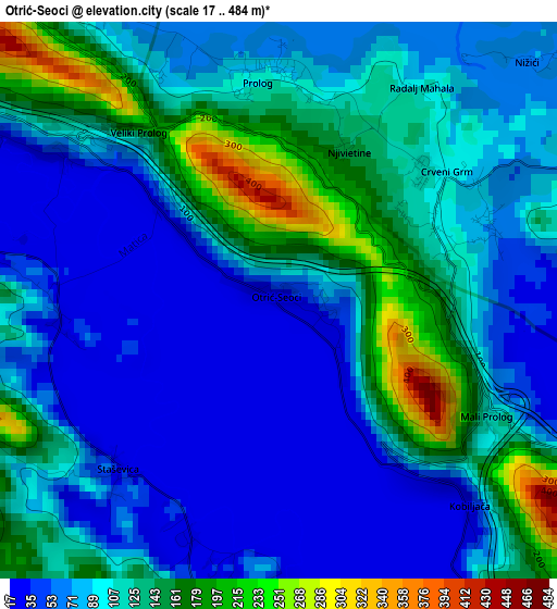 Otrić-Seoci elevation map