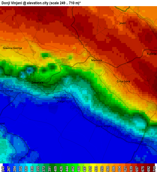 Donji Vinjani elevation map