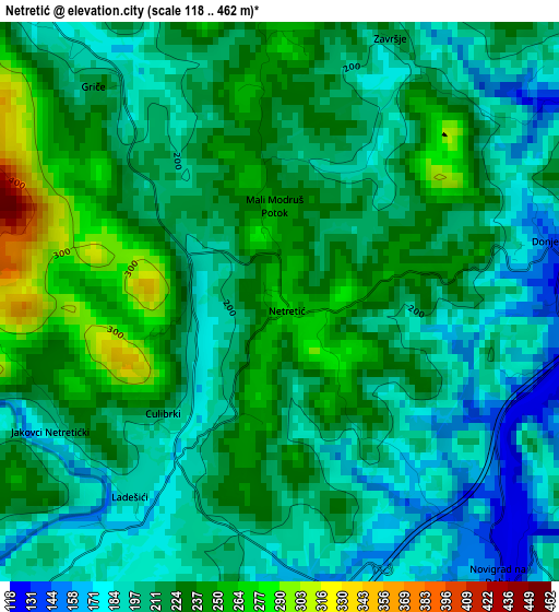 Netretić elevation map