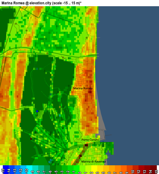 Marina Romea elevation map