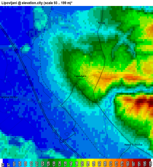 Lipovljani elevation map