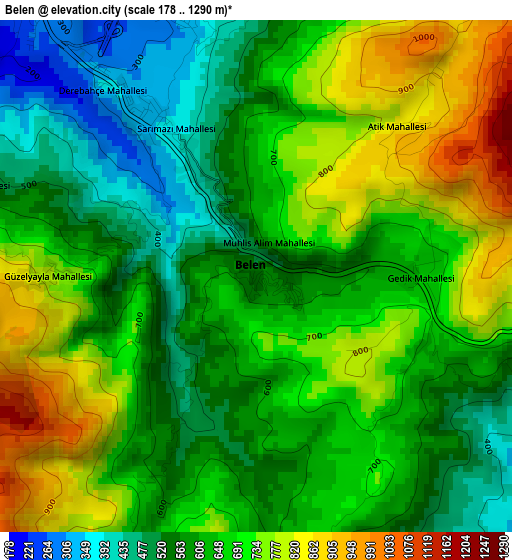 Belen elevation map