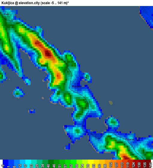 Kukljica elevation map